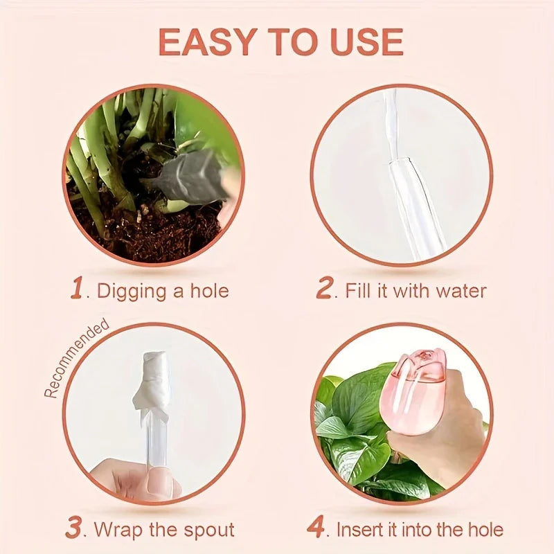 Garden Pink Tulip Plant Watering Balls, Suitable for Indoor Outdoor Plants, Automatic Plant Drippers, and Automatic Watering