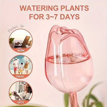 Garden Pink Tulip Plant Watering Balls, Suitable for Indoor Outdoor Plants, Automatic Plant Drippers, and Automatic Watering