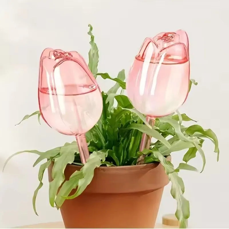 Garden Pink Tulip Plant Watering Balls, Suitable for Indoor Outdoor Plants, Automatic Plant Drippers, and Automatic Watering