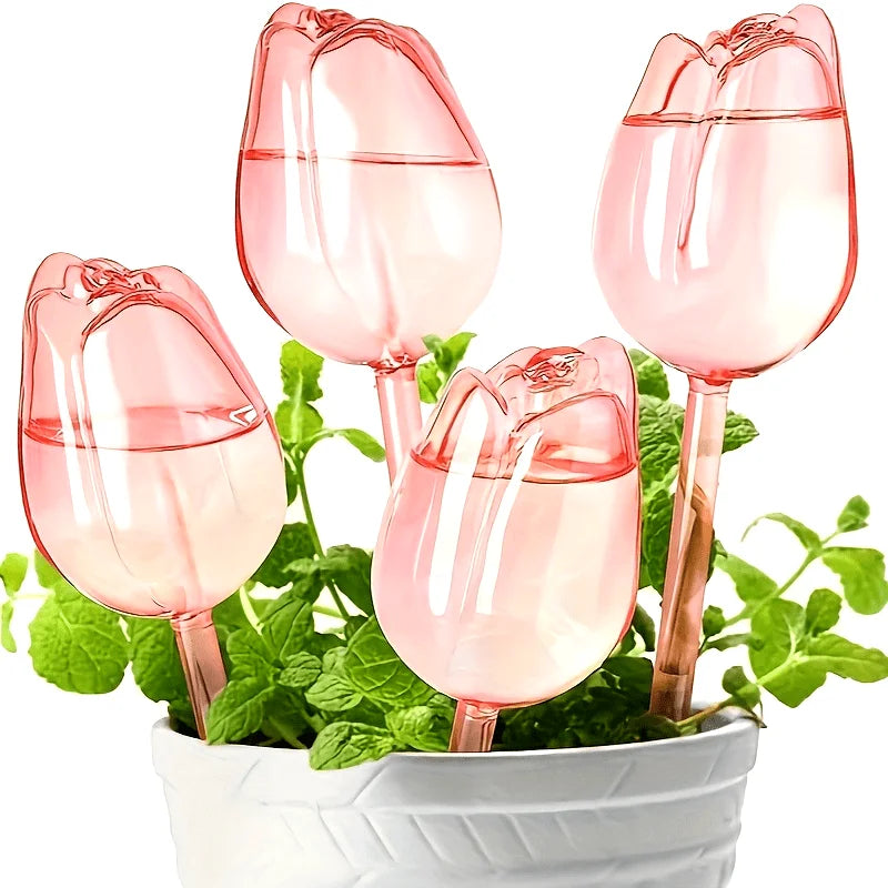 Garden Pink Tulip Plant Watering Balls, Suitable for Indoor Outdoor Plants, Automatic Plant Drippers, and Automatic Watering