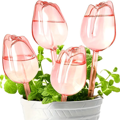 Garden Pink Tulip Plant Watering Balls, Suitable for Indoor Outdoor Plants, Automatic Plant Drippers, and Automatic Watering