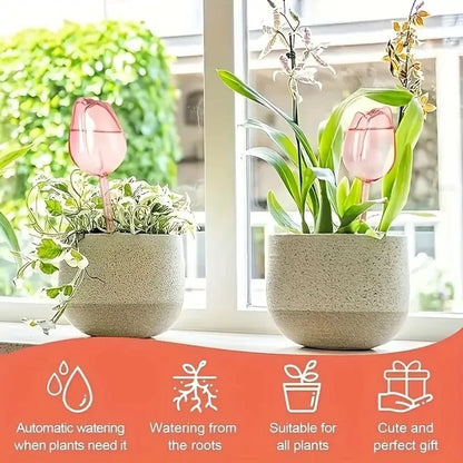 Pink Tulip Plant Watering Balls, Suitable for Indoor and Outdoor Plants, Automatic Plant Drippers, and Automatic Watering