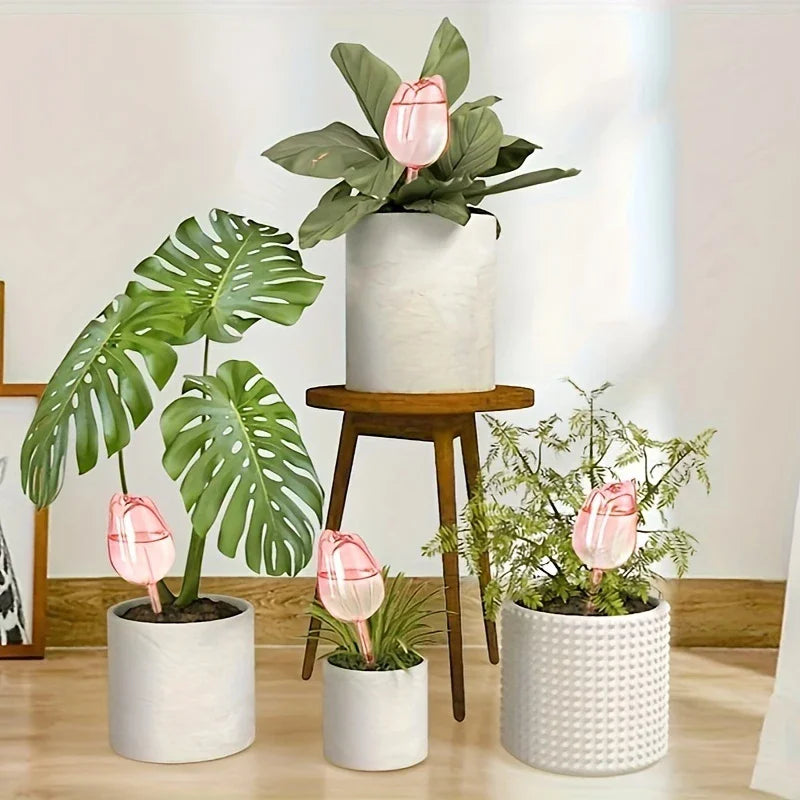 Garden Pink Tulip Plant Watering Balls, Suitable for Indoor Outdoor Plants, Automatic Plant Drippers, and Automatic Watering