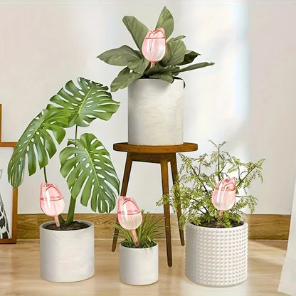 Garden Pink Tulip Plant Watering Balls, Suitable for Indoor Outdoor Plants, Automatic Plant Drippers, and Automatic Watering
