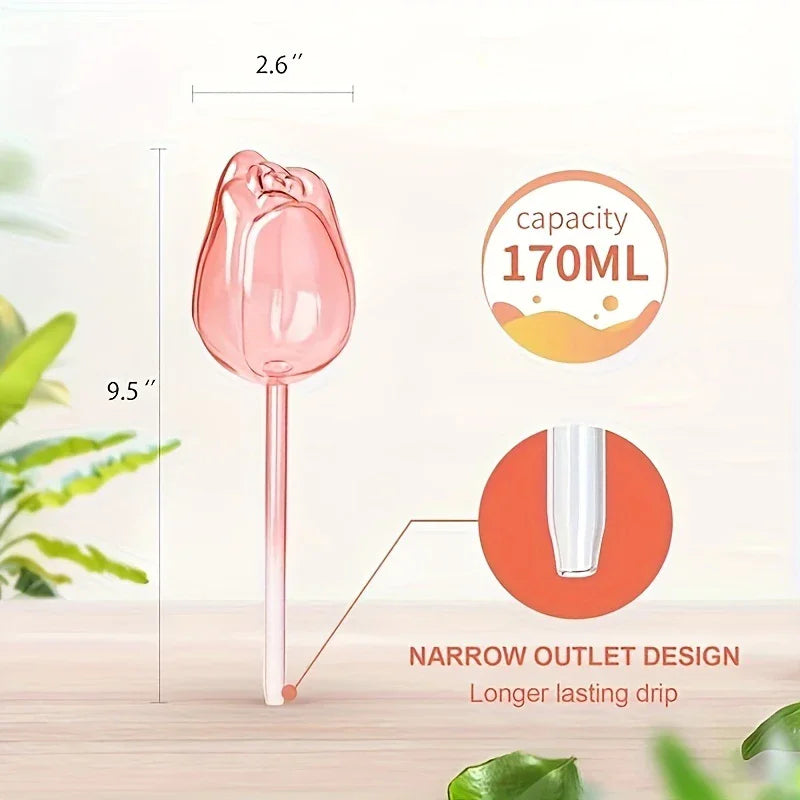 Garden Pink Tulip Plant Watering Balls, Suitable for Indoor Outdoor Plants, Automatic Plant Drippers, and Automatic Watering