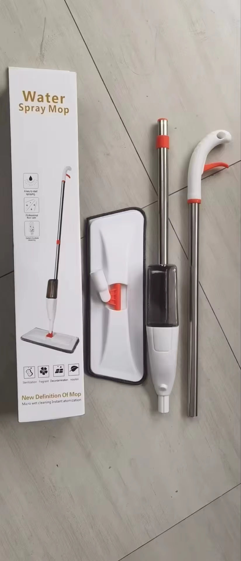 Wholesale White Spray Mop with Stainless Steel Handle Self-Wringing Flat Squeeze Microfiber Mop for Household Floor Cleaning